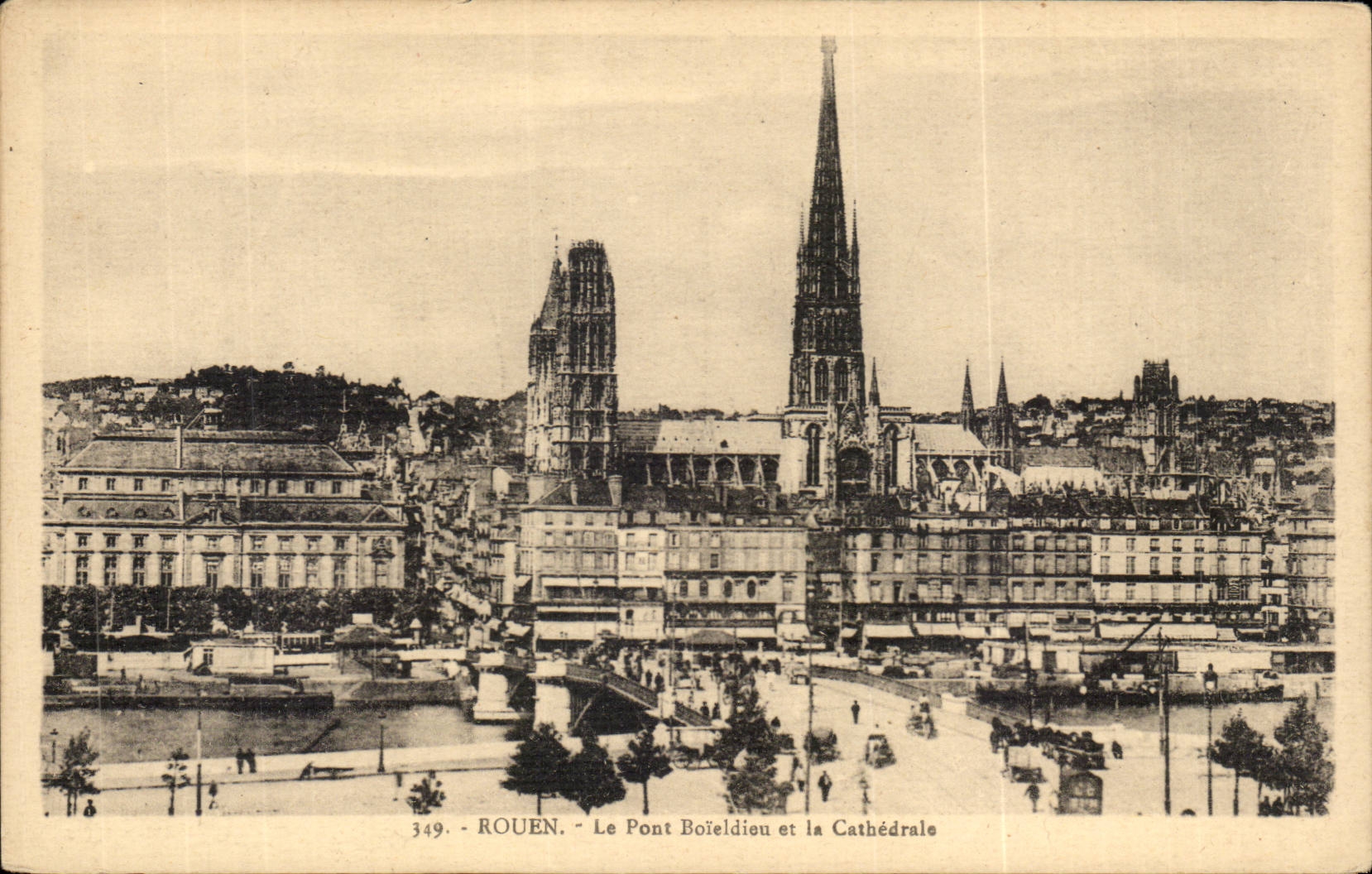 CPA Rouen Le pont boieldieu et la cathedrale