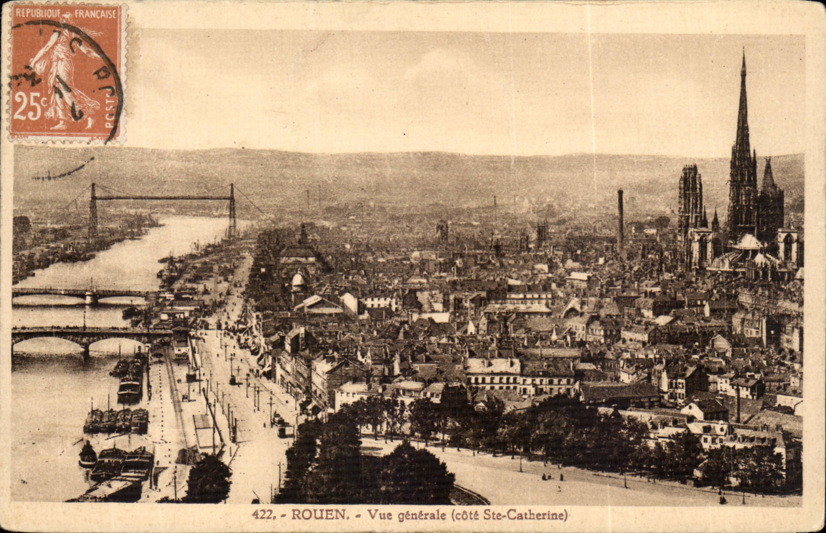 CPA Rouen Vue generale (cote Ste Catherine)