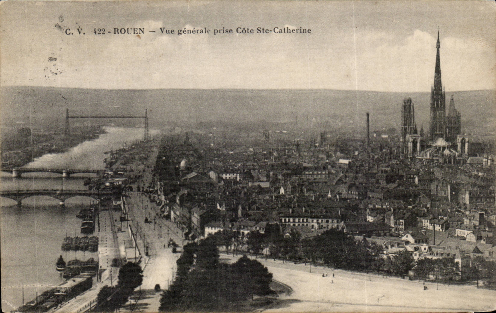 CPA Rouen Vue generale prise Cote Ste Catherine