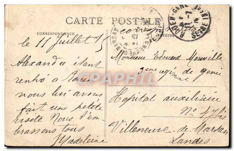 CPA Rouen Vue generale prise Cote Ste Catherine — Verso
