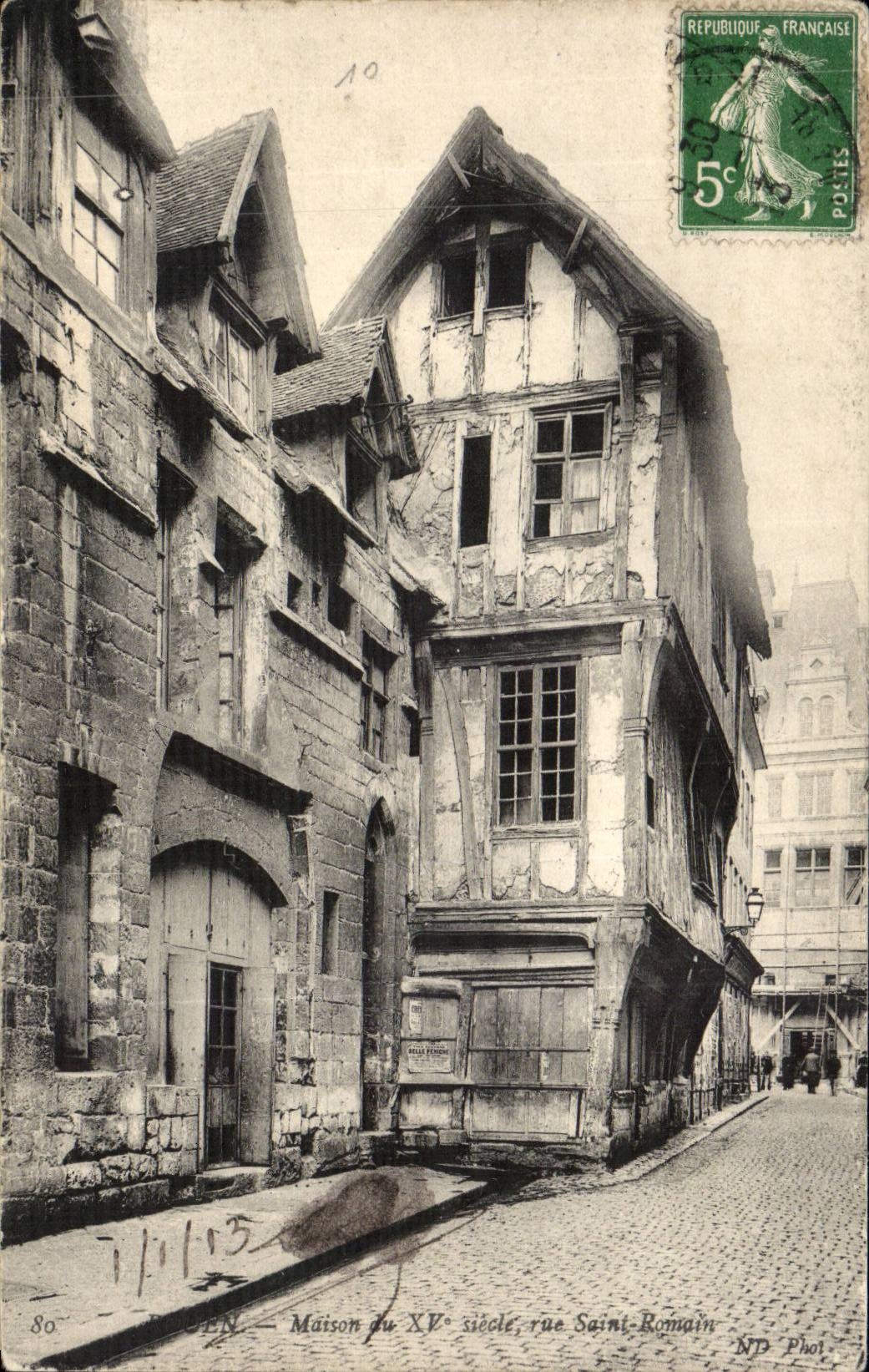 CPA Rouen Maison du 15eme rue St Romain