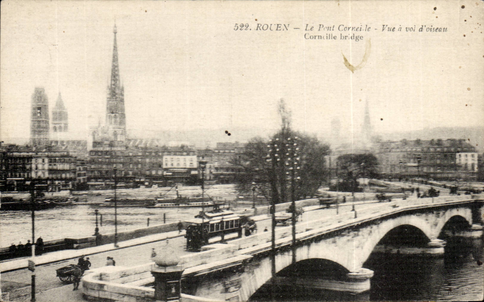 CPA Rouen Le pont Corneille Vue a vol d'oiseau 
