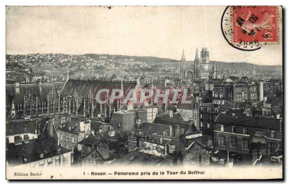 CPA Rouen Panorama pris de la tour du beffroi