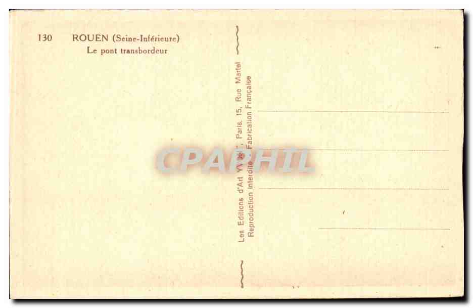 CPA Rouen Le pont transbordeur — Rückseite