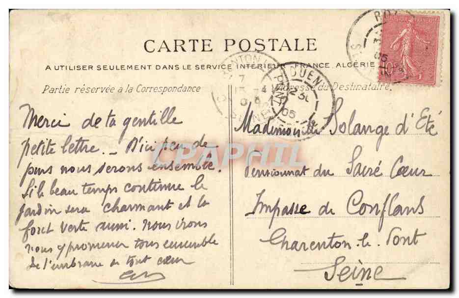 CPA Rouen Eglise de Notre Dame de Bon SEcours — Rückseite