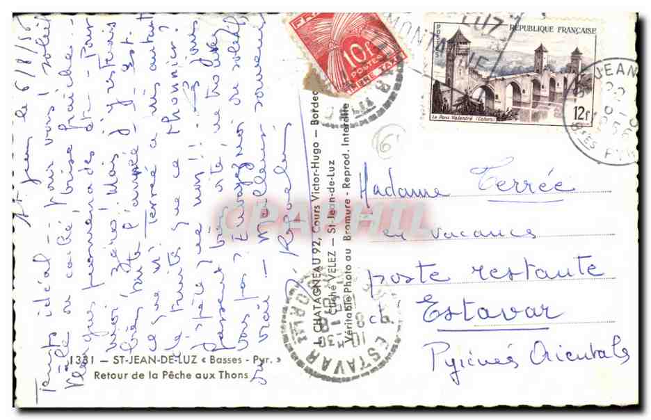 CPSM St Jean de Luz Retour de la peche aux thons — Verso