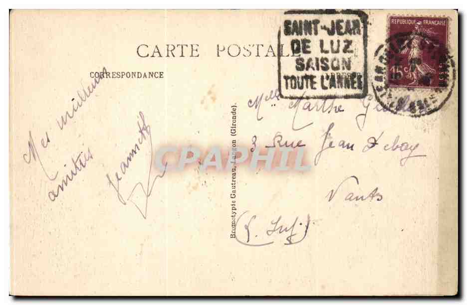 Saint-Jean-de-Luz — Ein Stück des Hafens — Bomocotypie Gaureau — Rückseite