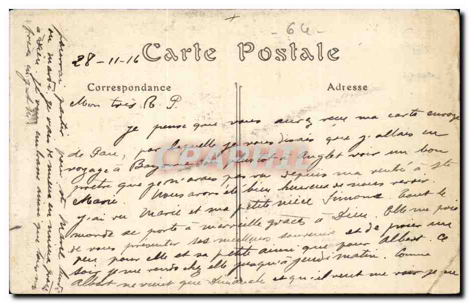 Bayonne — Église Saint-André, chapelle de la Vierge — ND. Phot. Bonnat, n°78 — Rückseite