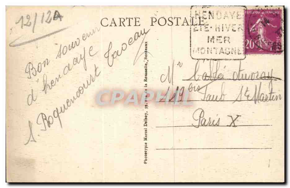 Hendaye (B.P.) — Vue des Jardins du Château d'Abbadia — M. D. — Reverso