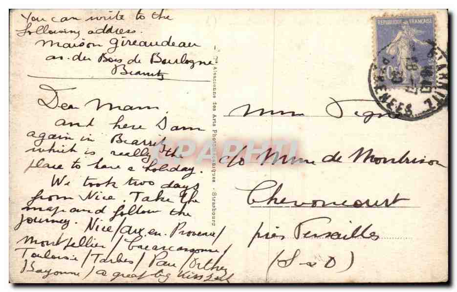 Biarritz - La Plage du Port-Vieux — éditeur anonyme, n° 240 — Rückseite