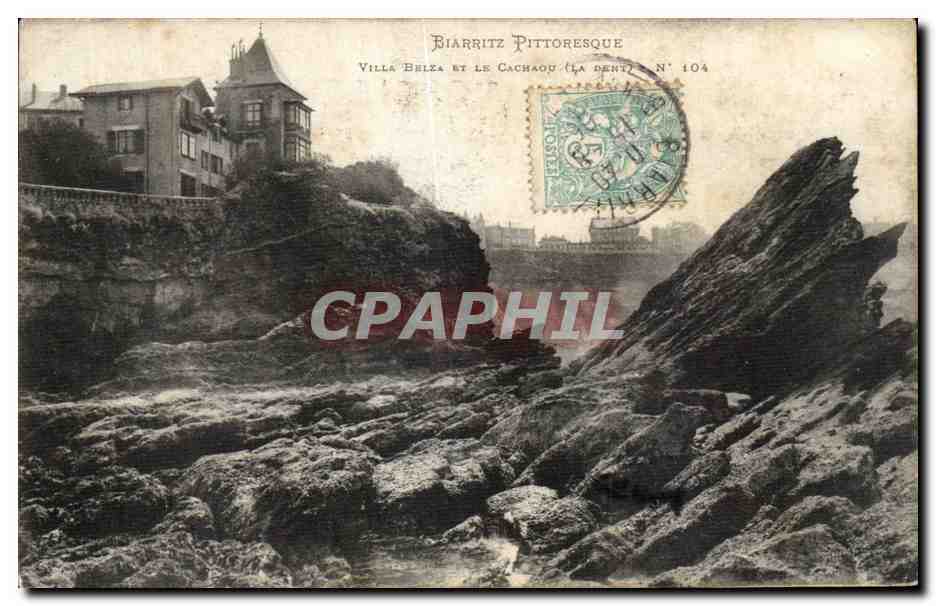 CPA Biarritz Villa Belza et le Cachaou 