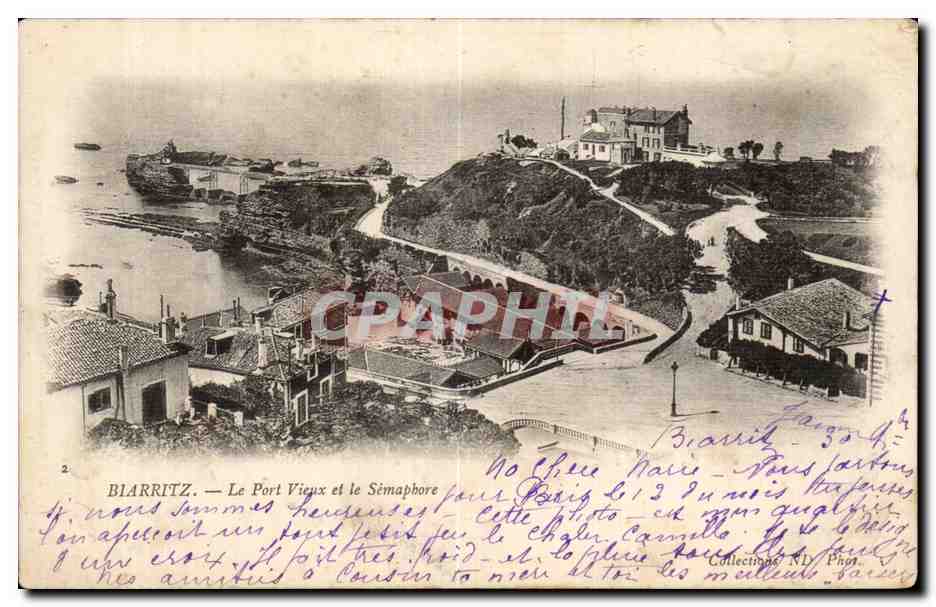 CPA Biarritz le port vieux et le semaphore