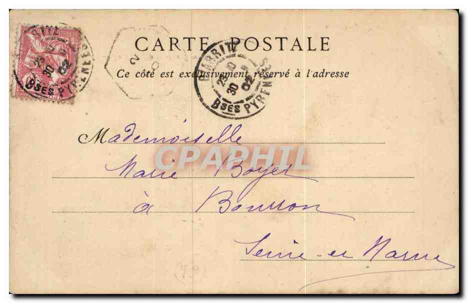 CPA Biarritz le port vieux et le semaphore — Rückseite