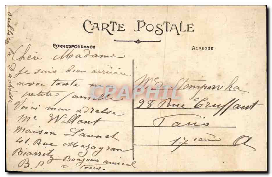 Biarritz Moderne — Le Rocher de la Vierge et le Square — A.S. n°31 — Verso