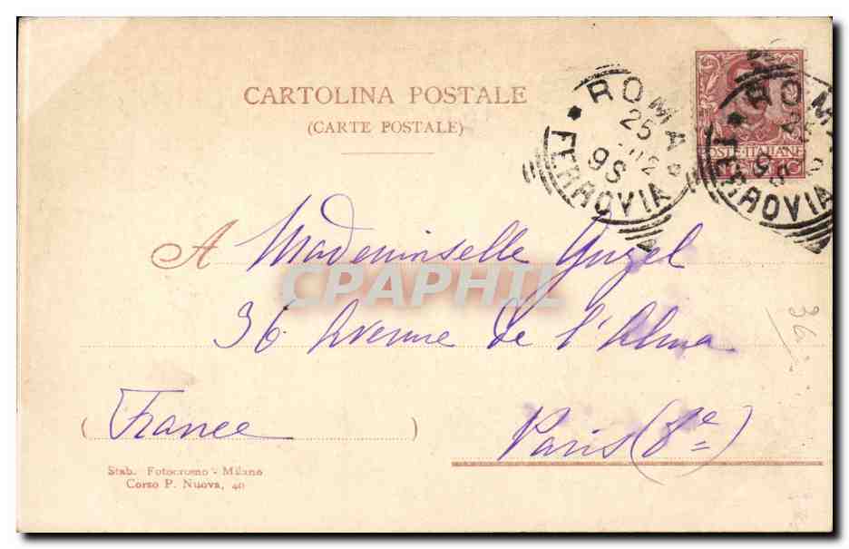 CPA Italie Italia Roma Arco di Giano — Rückseite