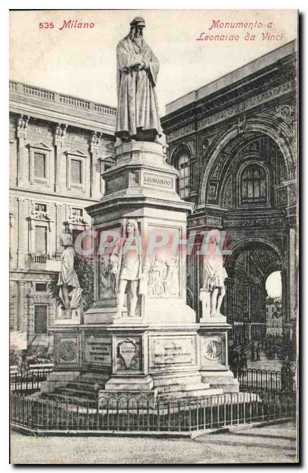 CPA Italie Italia Milano Monumento a leonardo da Vinci