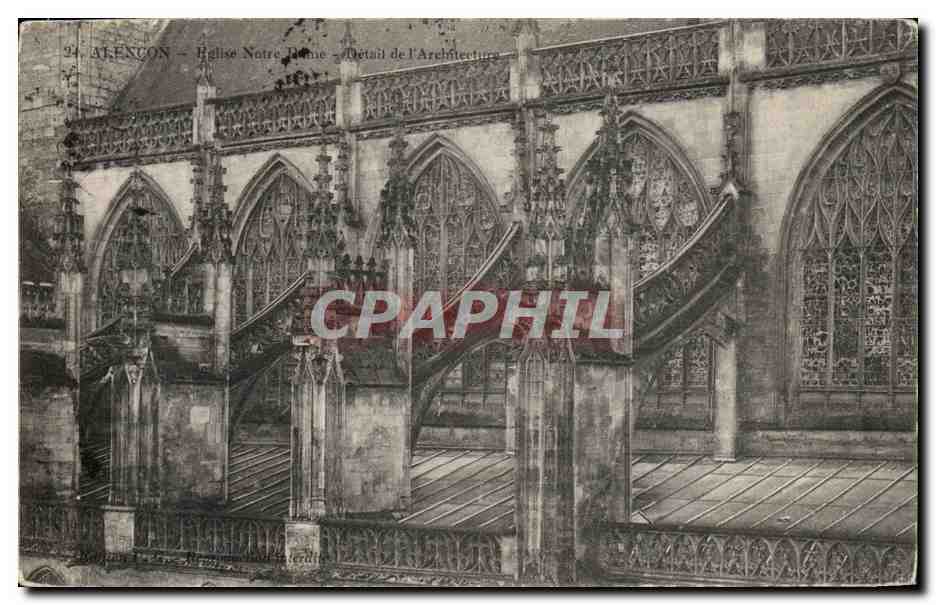 CPA Alencon Eglise Notre Dame Detail de l'architecture