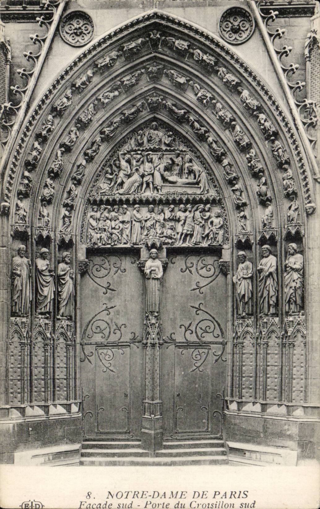 CPA Paris Notre Dame Facade sud Porte du Croisillon sud