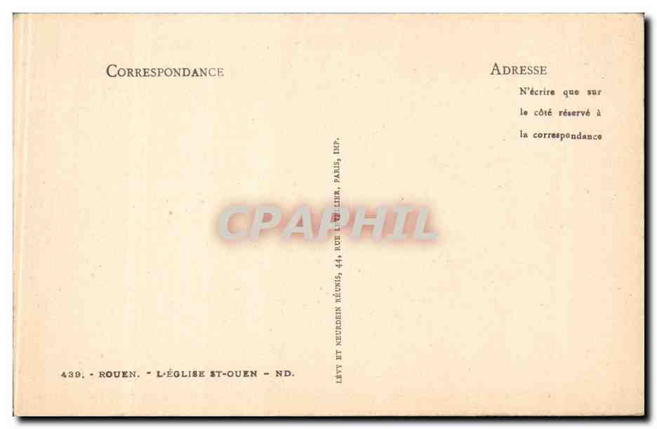 CPA Rouen Eglise St Ouen — Verso