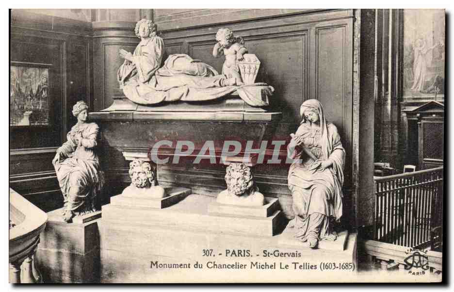 CPA Paris St Gervais Monument du chancelier Michel le Tellies