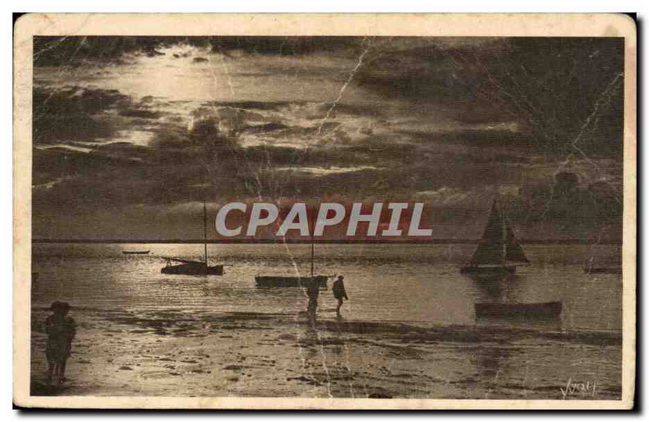 Coucher de Soleil sur la Plage de Mouleau — Côte d'Argent, Arcachon — Reproduction d'Art Yvonne Paris