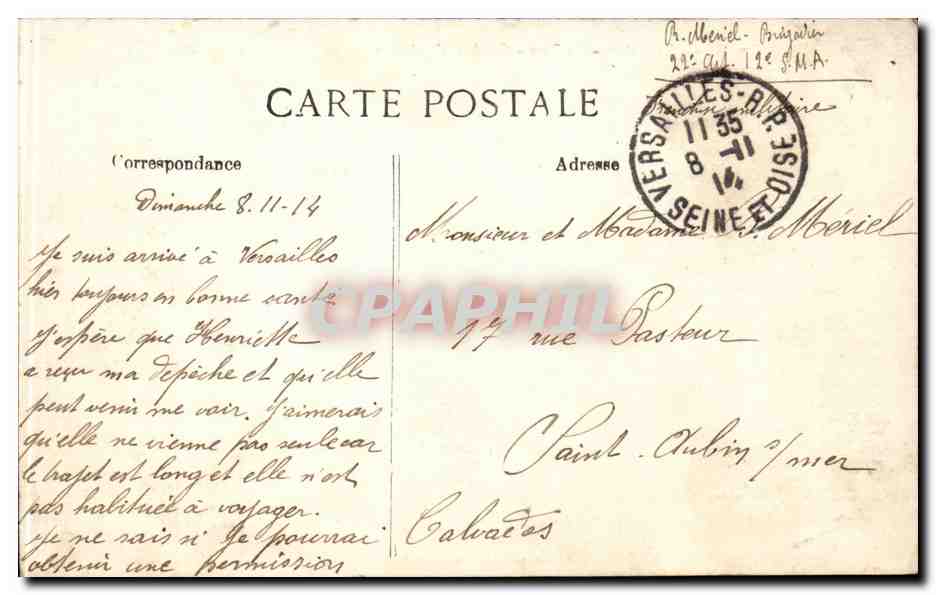 CPA Versailles Le palais Le parc Combat d'animaux — Verso