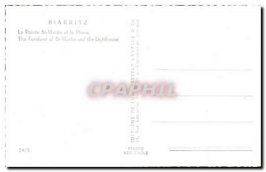 CPSM Biarritz La pointe St Martin et le phare Lighthouse — Verso