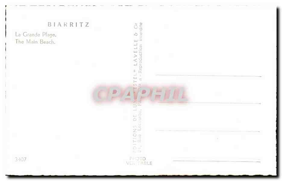 Biarritz — La Grande Plage — Estel — Verso