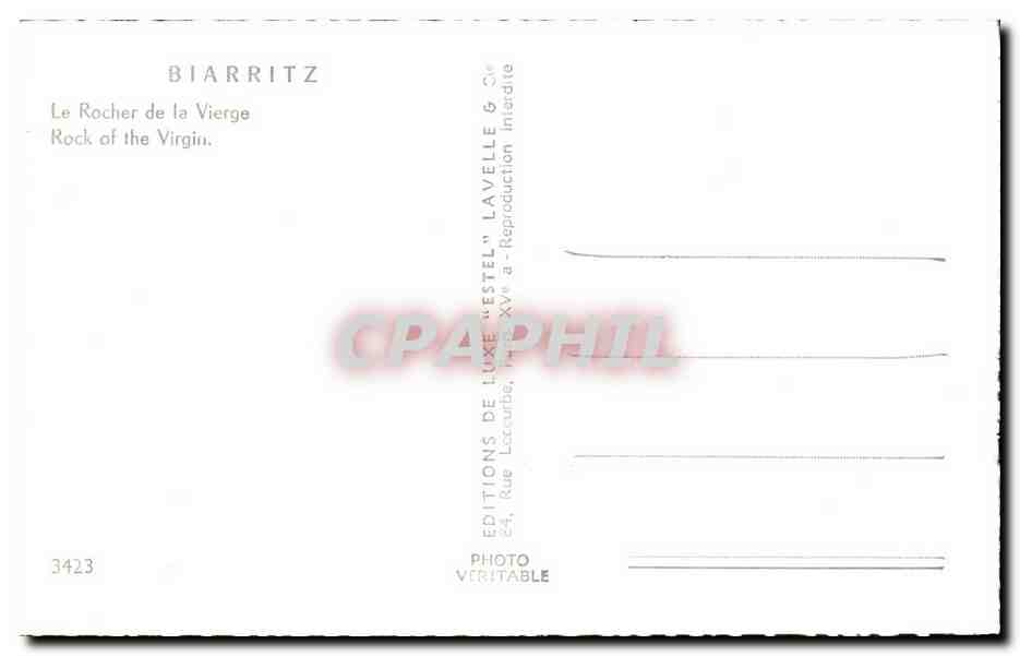 CPSM Biarritz Le rocher de la vierge — Verso