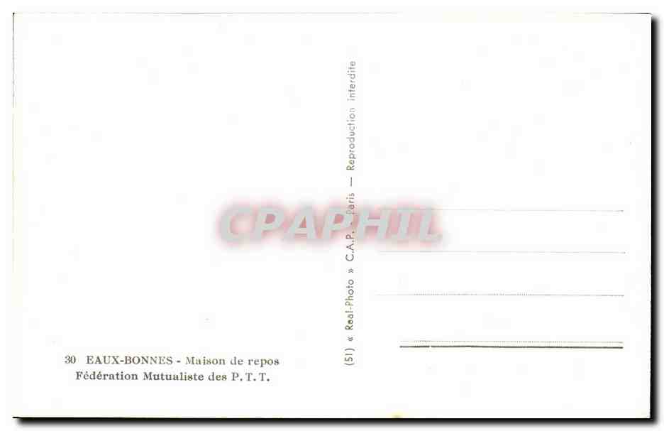 CPSM Eaux Bonnes Maison de repos Federation mutualiste des PTT — Rückseite