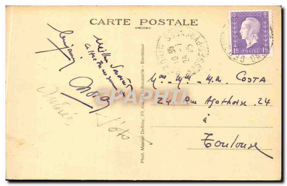 Biriatou (B.-P.) — Hôtel-Restaurant Bonnet Atchenia — Vue sur le versant espagnol du point de départ de l'attaque nationaliste le 20 Août 1956 — Achterkant