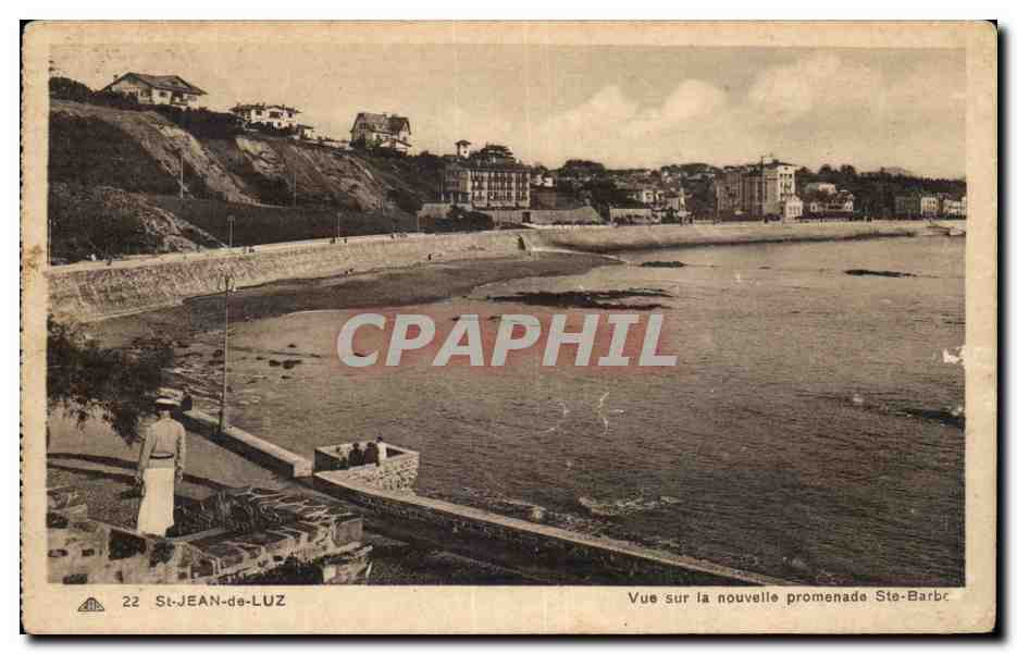 Antike Ansichtskarte Blick auf die neue Promenade Ste Barbe, St Jean de Luz