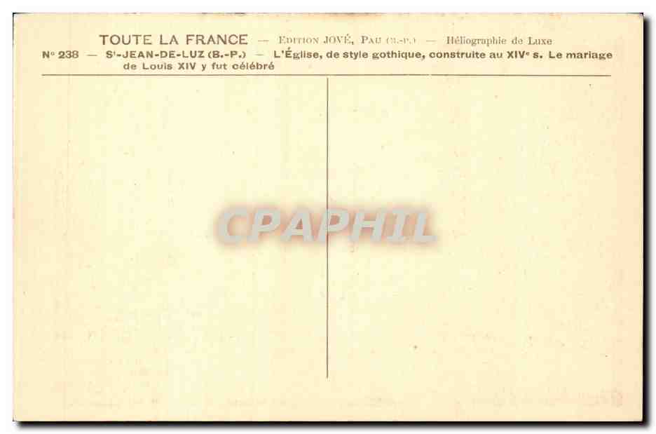 CPSM St Jean de Luz L'eglise Style gothique  — Verso