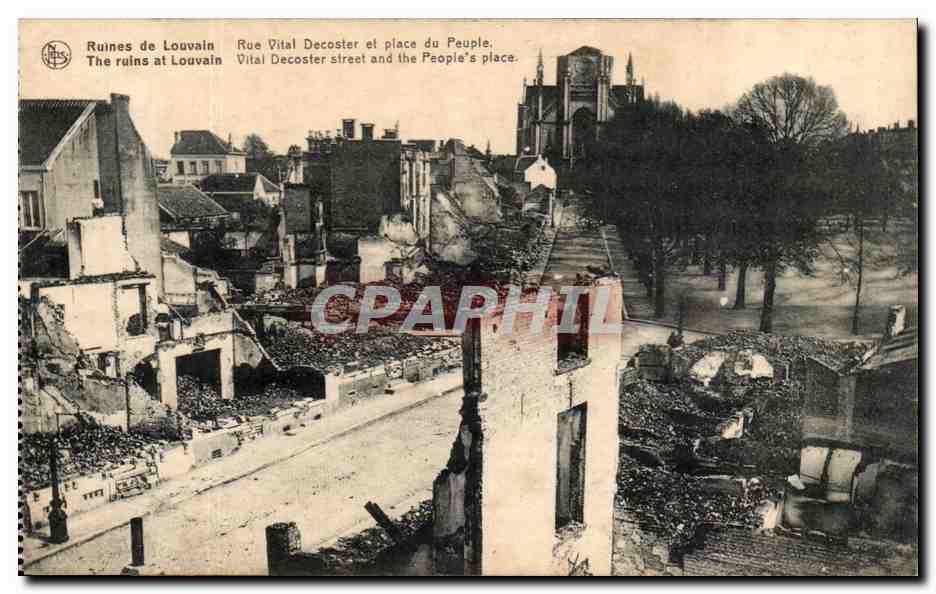 Ruines de Louvain — Rue Vital Decoster et place du Peuple — N.ELS