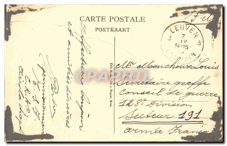 Louvain — Hôtel-de-Ville — Éditeur SD — Rückseite