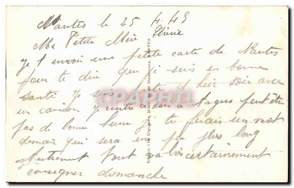 CPSM Nantes Le jardin des plantes Le lac — Rückseite