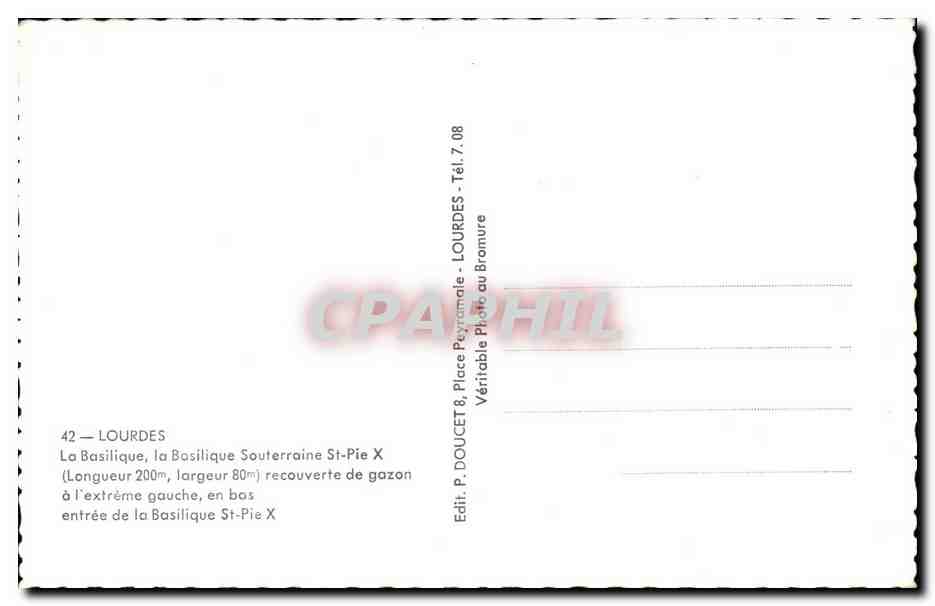 CPSM Lourdes La basilique  — Verso