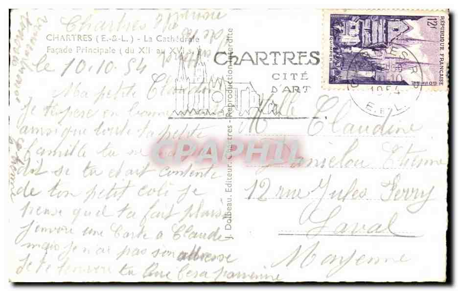 CPSM Chartres La cathedrale — Verso