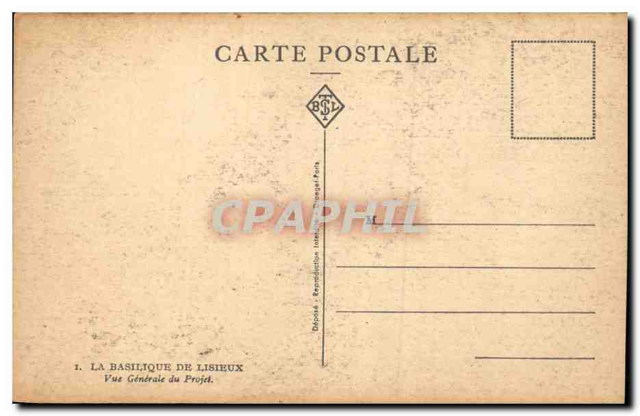 CPA Basilique de Lisieux Vue generale du projet Berndatte  — Rückseite