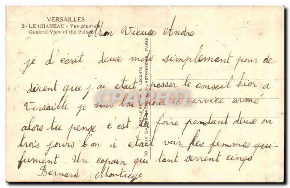 CPA Versailles Le chateau Vue generale  — Verso