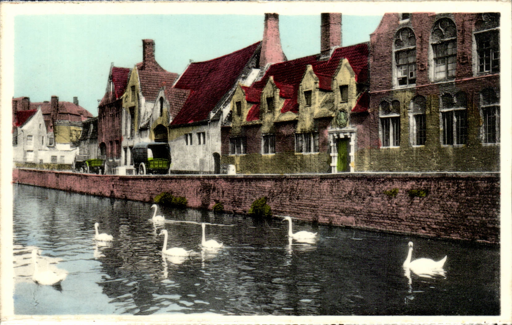 CPA Belgique Bruges Quai Vert Maison du pelican