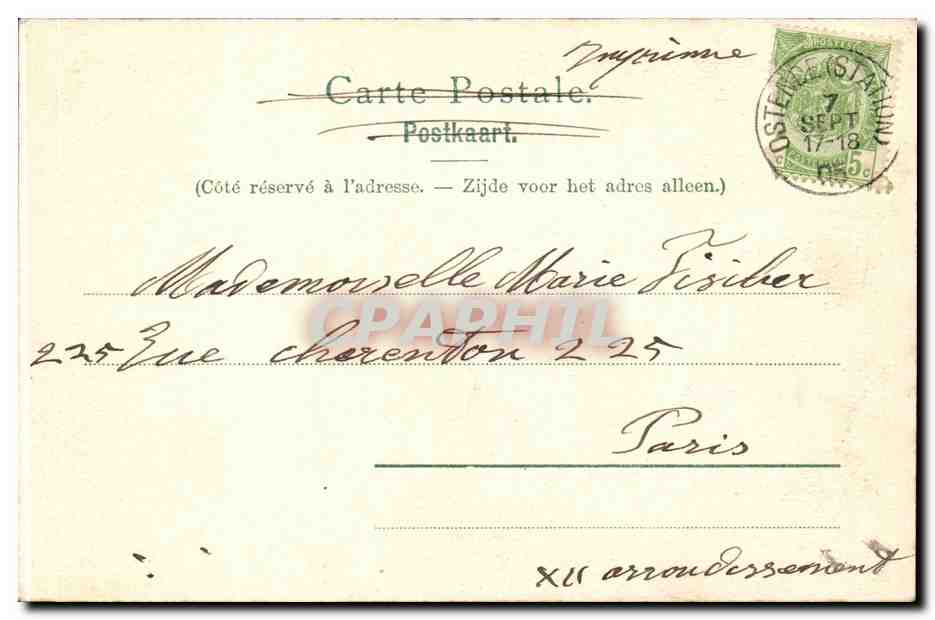 CPA Belgique Ostende Le Kursaal — Rückseite