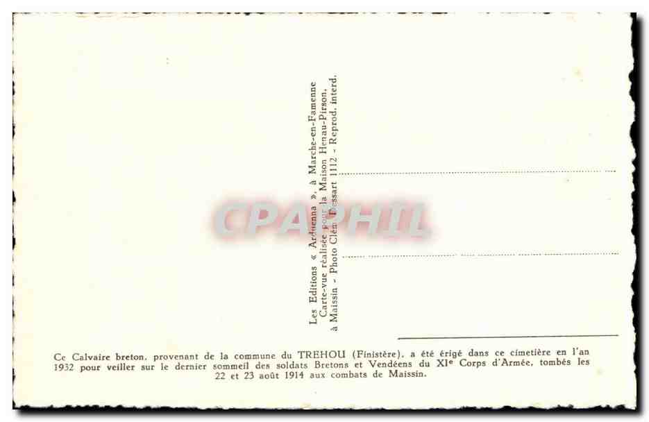 CPA Luxembourg Maissin Vallee de la Lesse Le calvaire breton — Rückseite