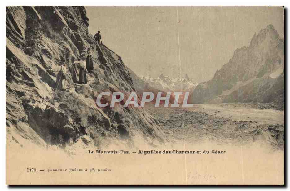 CPA Suisse Le mauvais pas Aiguilles des Charmoz et du geant