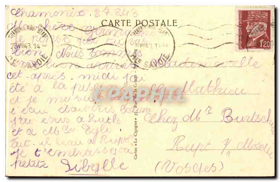 CPA Chamonix Plan Praz Scene pastorale et la chaine du Mont Blanc Chamois Goat Chevre — Verso