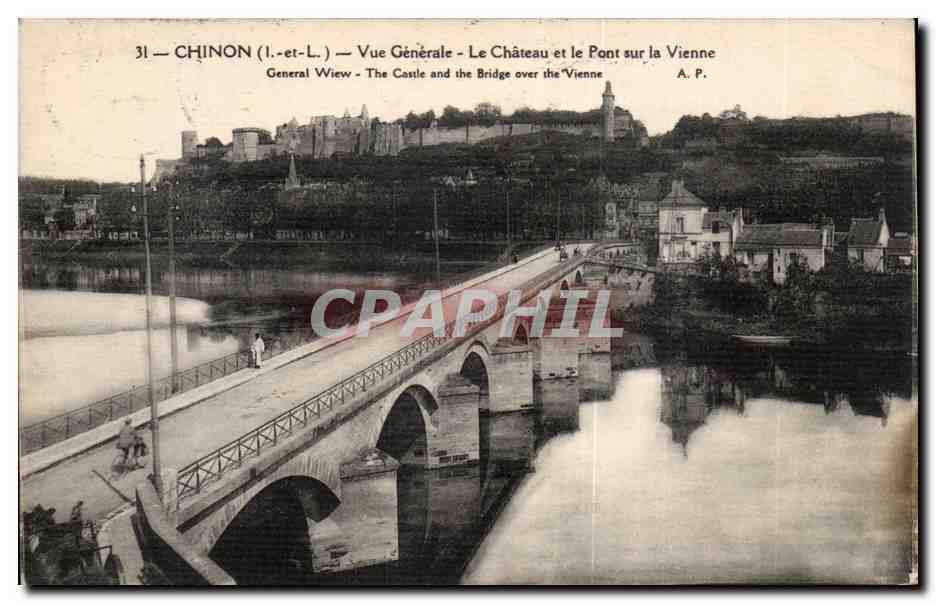 CPA Chinon Vue generale le chateau et le pont sur la Vienne 