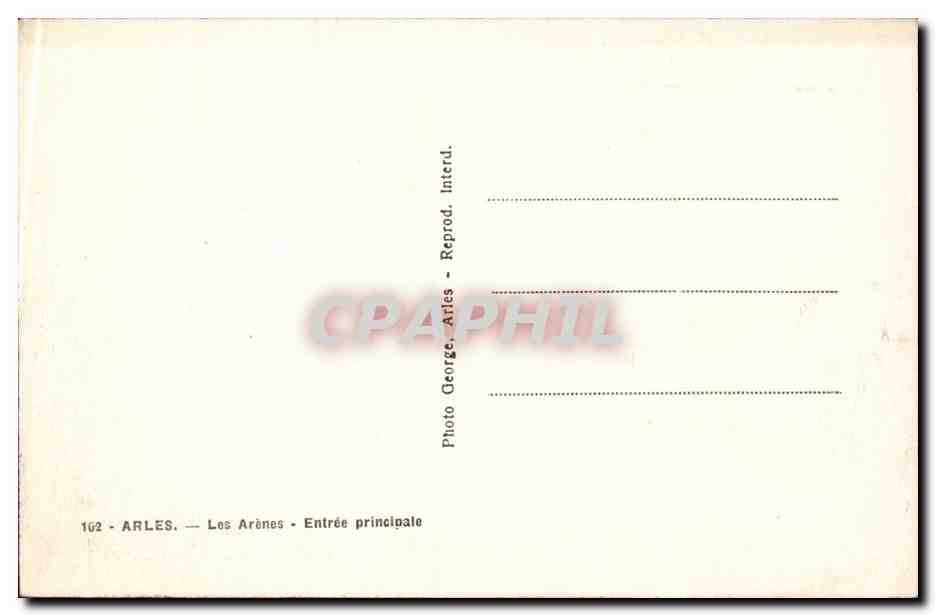 CPA Arles Les arenes Entree principale — Verso