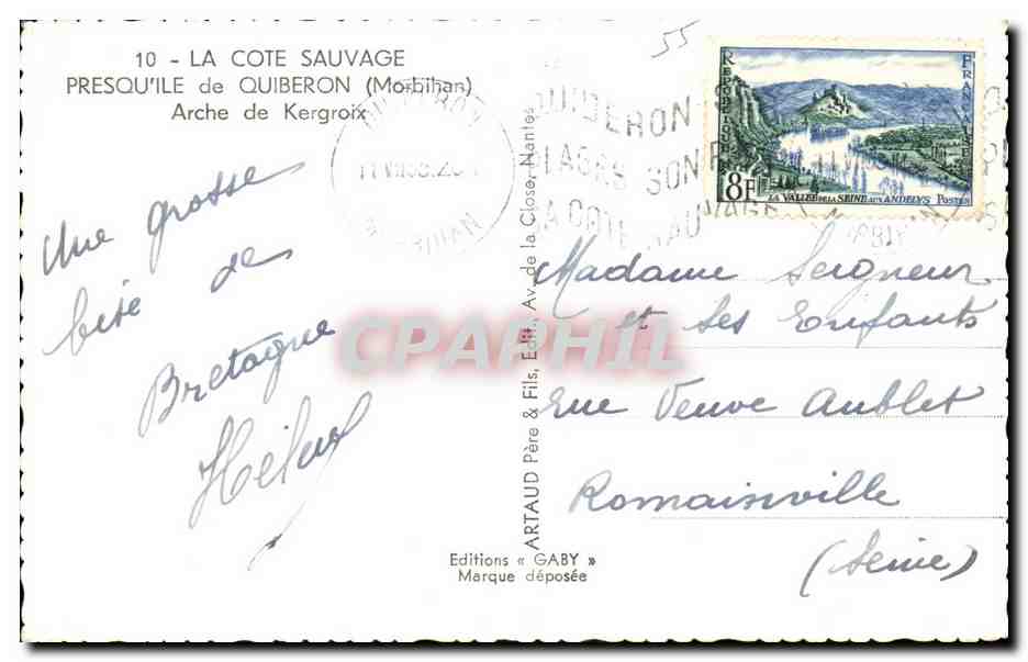 CPSM La Cote sauvage Presqu'ile de Quiberon — Rückseite
