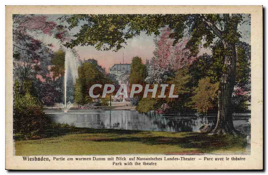 CPA Bad Ems Wiesbaden Partie am warmem DAmm mit Blick auf Nassauisches Landes Theater
