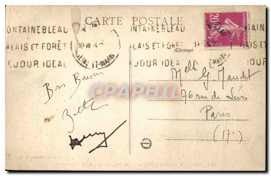 Wald von Fontainebleau — La Casquette du Jockey (Franchard) — Sammlung A. — Rückseite